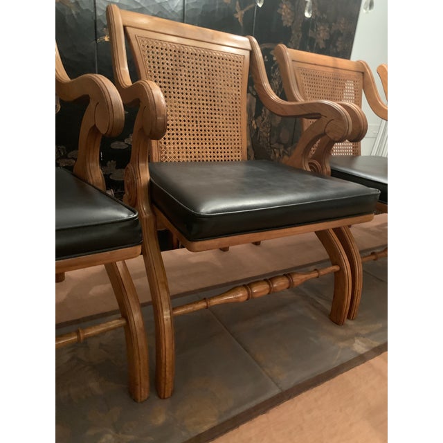 Brown Set of 6 Mid Century Thomasville Cane Back Lounge or Armchairs For Sale - Image 8 of 10