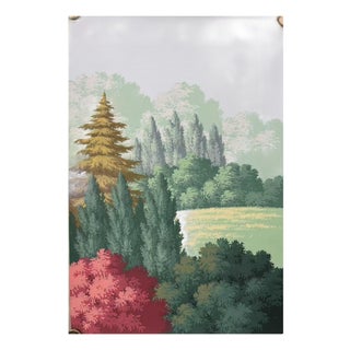 Landscape Forest Mural Wallpaper, Hand Painted Nature Wall Covering, Elegant Woodland Scenery Wallpaper Panel, Luxury Interior Decor For Sale