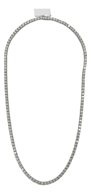 White Round Diamond Tennis Necklace in 18k White Gold