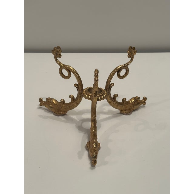 1930s Large Marble Orb on Bronze Dolphin Motif Stand For Sale - Image 5 of 9