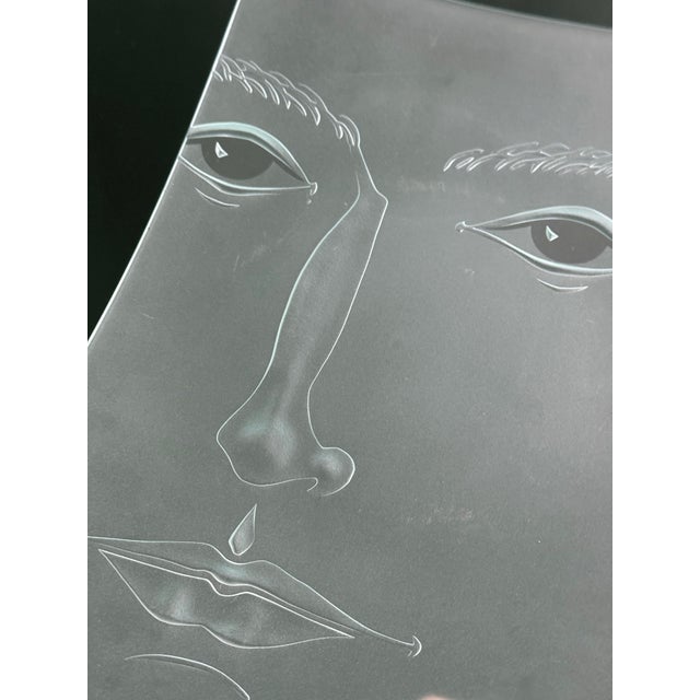 Mid 20th Century Cubism Etched Glass Face Trays- Set of 2 For Sale - Image 9 of 10