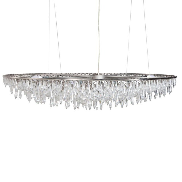 Glass Anthology Quartet Crystal Rain Oval Pendant Lamp For Sale - Image 7 of 9