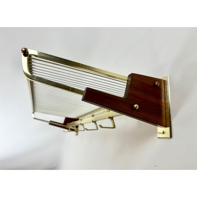 Mid-Century Teak and Brass Plated Coat Rack, 1960s For Sale - Image 10 of 17