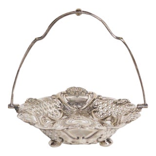 Antique EPNS Silver Plated Fruit Bowl with Handle For Sale