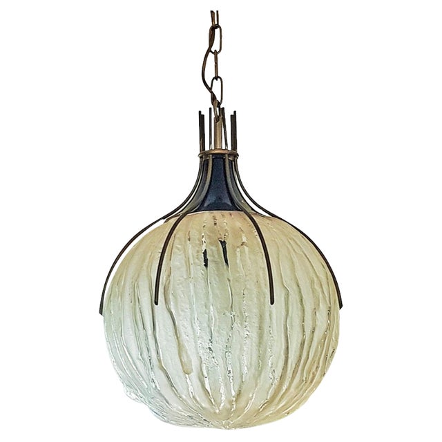 Glass Ball Pendant Lamp by Angelo Brotto, Italy, 1960s For Sale