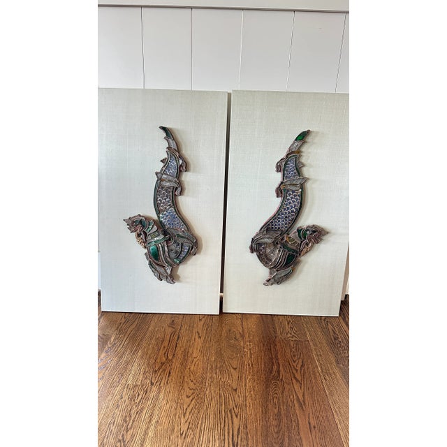 Asian Antique Antique Pair of Thai Naga Sculptures, Circa 1880 For Sale - Image 3 of 11