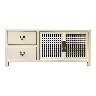 1990s White Lacquer Tv Cabinet For Sale