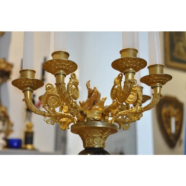 Pair of Regency Gilt and Patinated Bronze Atlas Figural Candelabra For Sale - Image 9 of 12