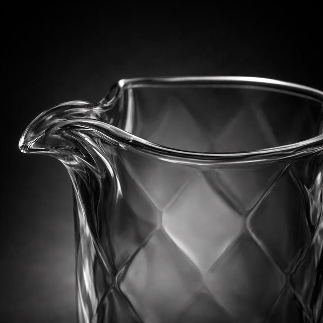 Vintage Clear Glass Water Pitcher With Sculptural Handle and Diamond Optic Body – 9” For Sale In Los Angeles - Image 6 of 6