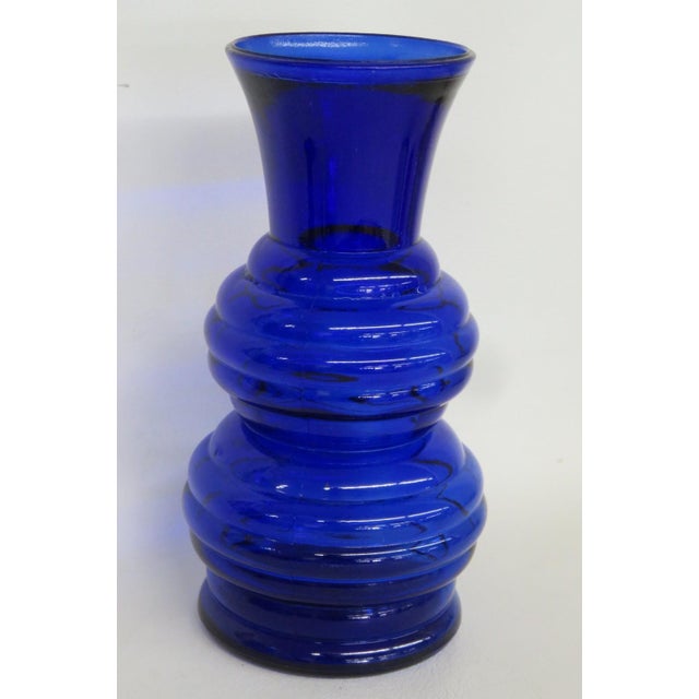 Indiana Glass Company Indiana Glass Cobalt Blue Vase Double Stacked Beehive Design Made in Usa 4877b For Sale - Image 4 of 10