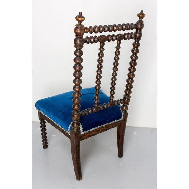 Wood Napoleon III Chair with Turned Beech & Velvet for Child, 1880s For Sale - Image 7 of 12