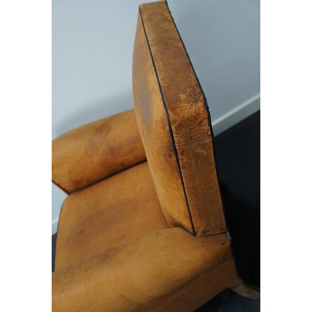 Vintage French Cognac-Colored Leather Club Chair, 1940s For Sale - Image 10 of 16