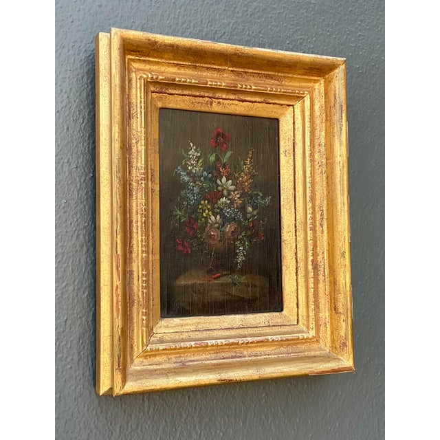 Wood Vintage Original Floral Oil on Canvas For Sale - Image 7 of 12