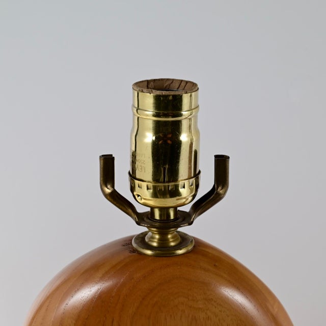 Vintage Mid Century Modern Yasha Heifetz Table Lamps, Sculpted From Fruitwood With Antique Brass Center - a Pair For Sale - Image 14 of 15
