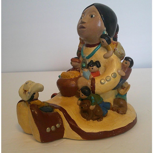 Vintage 1988 Cleo Teissedre Navajo Storyteller Southwestern Folk Art 12 Kids Dog Large 6" For Sale - Image 9 of 14