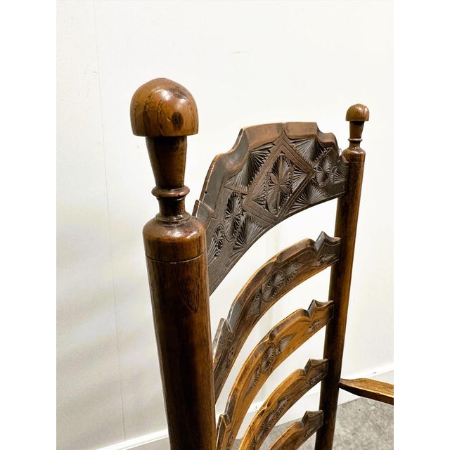 19th Century Handcrafted and Carved Ladder Back Chair, 1840s For Sale - Image 4 of 12