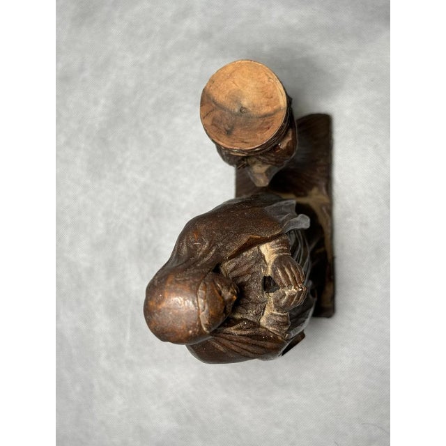 Religious Wooden Sculpture with Candle Holder, 1950s For Sale - Image 10 of 11