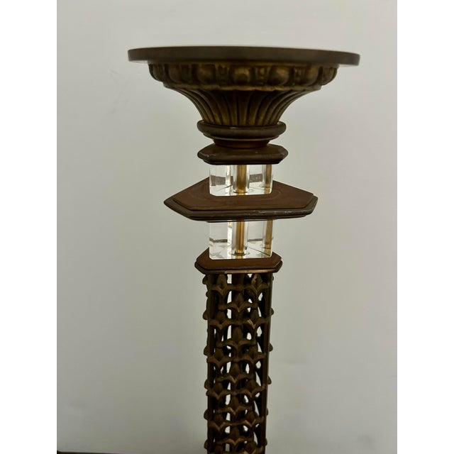 Brass Large Antique Bronze Brass Church Altar Candleholder For Sale - Image 8 of 12