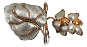Fabrice Paris Pewter and Copper Massive Floral Brooch