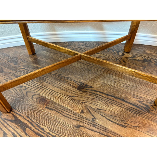 Mid 20th Century Attributed to Thomasville American Oak Expandable Gatefold Coffee Table With Glass Top For Sale - Image 11 of 12