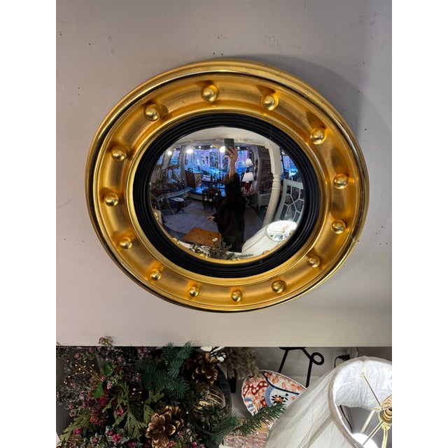 Traditional Antique Convex Gilt Mirror For Sale - Image 3 of 6