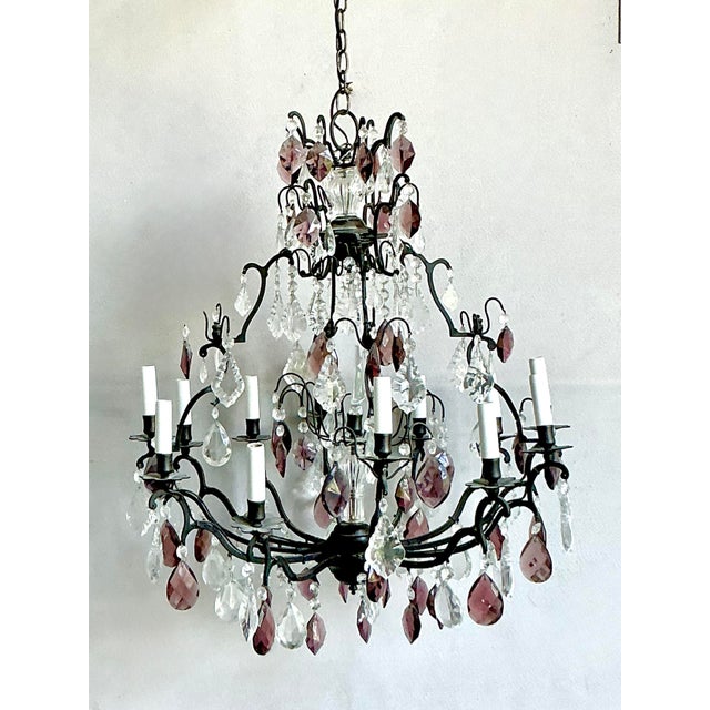 Vintage Regency Cut Crystal Chandelier For Sale In West Palm - Image 6 of 6