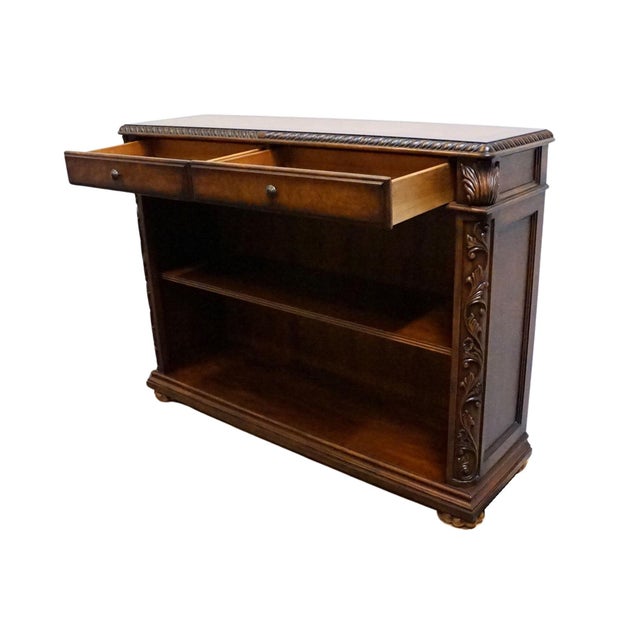Hooker Furniture Seven Seas Collection Walnut Old World Mediterranean 56" Open Cabinet Console Table 500-50-311 For Sale In Kansas City - Image 6 of 13