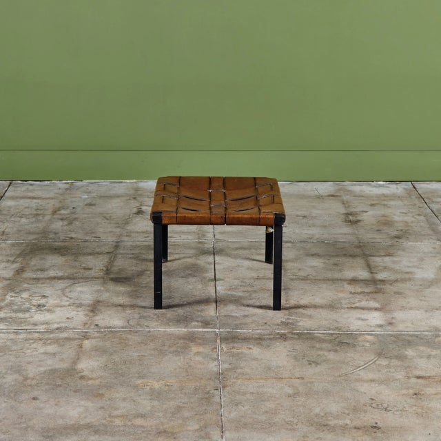 Mid-Century Modern Small Woven Leather Bench by Swift and Monell For Sale - Image 3 of 18