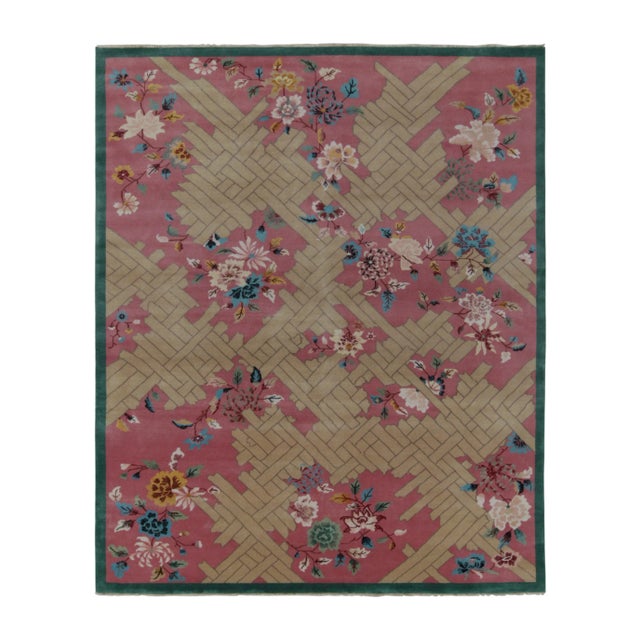 Pink Rug & Kilim Chinese Deco Style Rug in Pink, Beige & Blue Floral Patterns - 8'x10' For Sale - Image 8 of 8