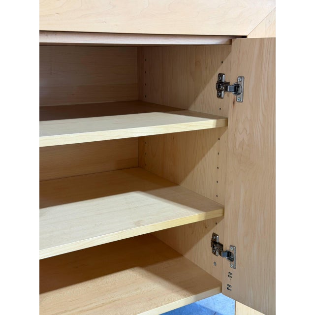 In Style of Skovby Blonde Maple 3-Door Сredenza With Hidden Drawer Danish Vintage Design For Sale - Image 4 of 12