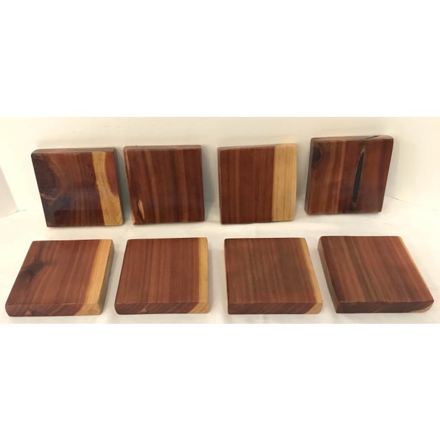 Late 20th Century Vintage Wooden Cedar Coasters - Set of 8 For Sale - Image 5 of 6
