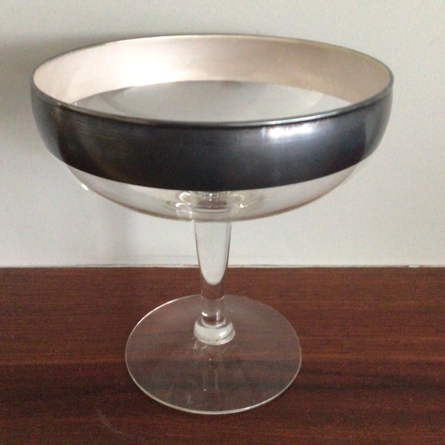1960s Vintage Dorothy Thorpe Silver Banded Rim Pedestal Candy Dish For Sale - Image 5 of 11