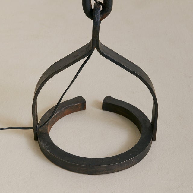1950s French Brutalist Chain-Link Floor Lamp in Manner of Jean-Pierre Ryckaert For Sale In Chicago - Image 6 of 8
