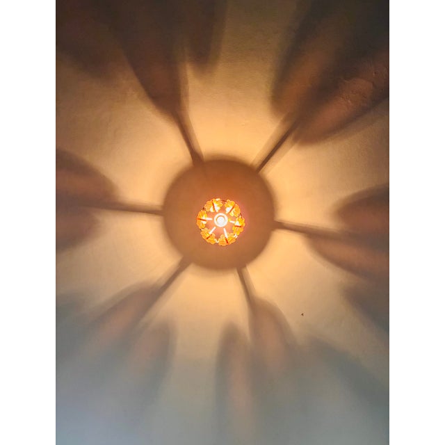 1970s Mid-Century Modern Style Hand-Painted Salmon Pink Glass Floral Globe Chandelier⁠ For Sale - Image 14 of 17