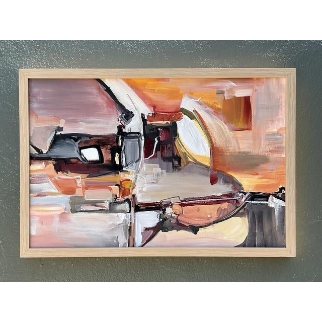 Wood Vintage Original Abstract Oil on Canvas For Sale - Image 7 of 12