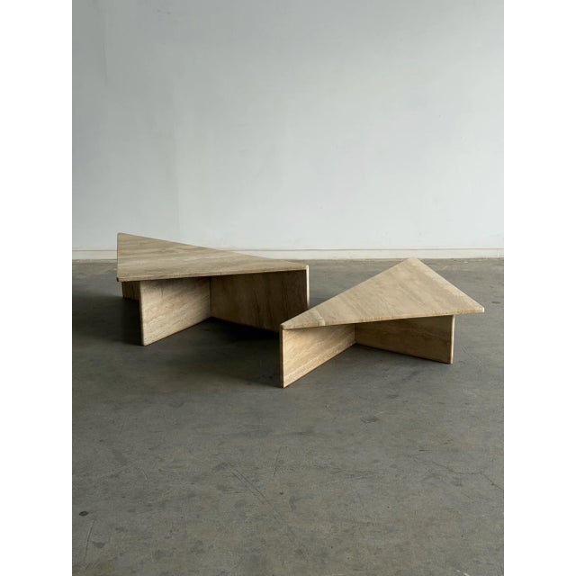 First setup: W39.5 D39.5 H16.5 & 12.5 Large Tier W54.25 D27.5 H16.5 Small W54.25 D28 H12.5 1970s Italian coffee table set...