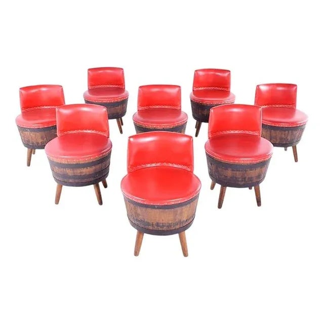 Vintage Barrel Bar Chairs, 1960s, Set of 8 For Sale - Image 3 of 3