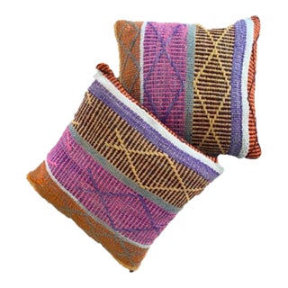 Vintage Woven Frazada Peruvian Pillows - a Pair For Sale