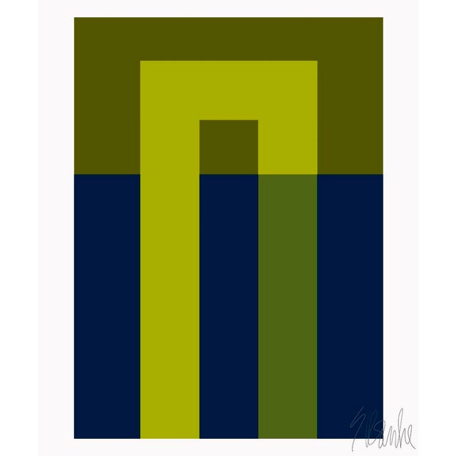 Mid-Century Modern Lime and Deep Navy Hooks Fine Art Print Set 30" X 40" by Liz Roache For Sale - Image 3 of 11