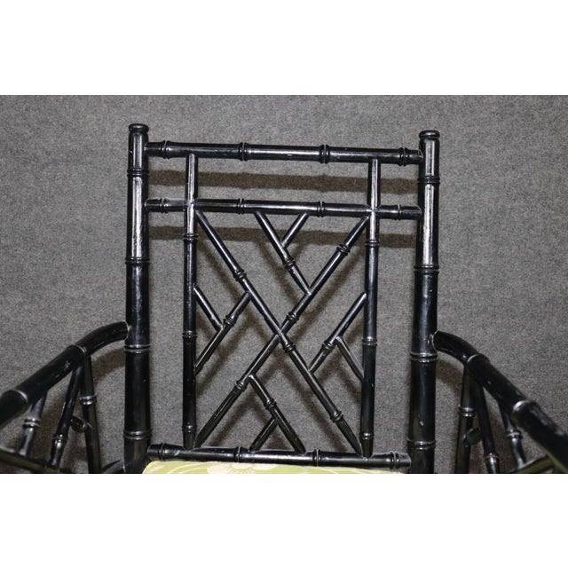 Set of 4 Faux Bamboo Chinoiserie Hollywood Regency Style Dining -All Armchairs For Sale - Image 14 of 16