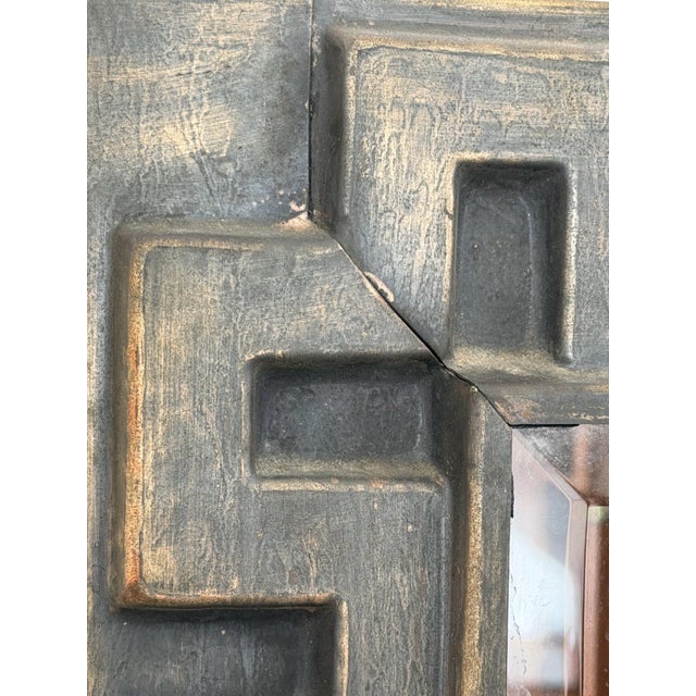 Mid Century Hammered Tin Greek Key Wall Mirror For Sale In New York - Image 6 of 9