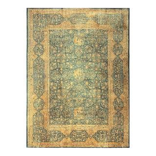 1830s Antique Blue Navy Tribal Geometric Antique Knotted Wool Persian Bakhtiari Rug For Sale