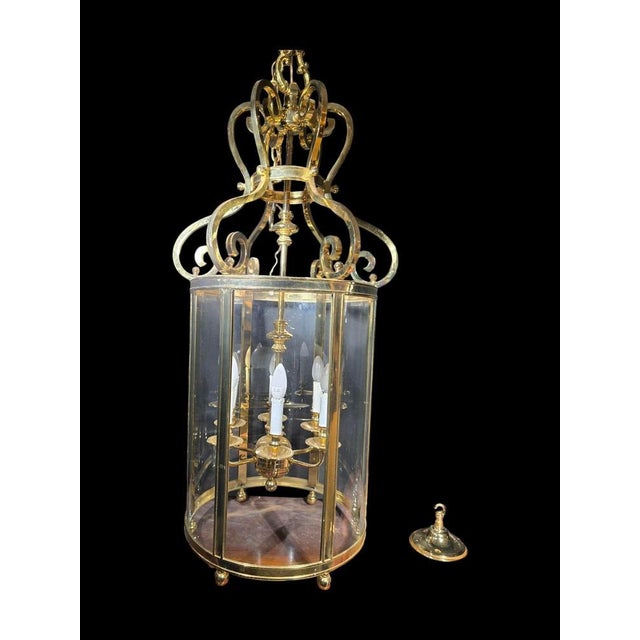Metal Large Decorative Gilt Bronze Lantern, 1950s For Sale - Image 7 of 15