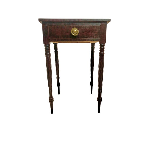 Late 20th Century Mahogany One-Drawer Side Table With Spindle Leg and Brass Handle For Sale In Tulsa - Image 6 of 11