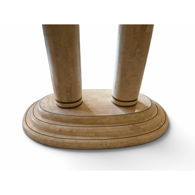 1980s 1980s Postmodern Tessellated Stone Oval Dining Table With Brass Inlay For Sale - Image 5 of 9