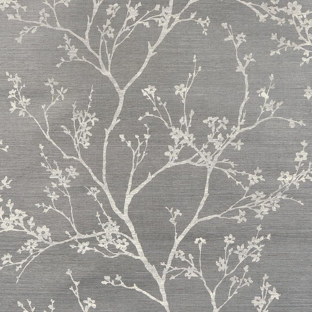 SAMPLE - Schumacher Twiggy Sisal Wallpaper In Charcoal For Sale
