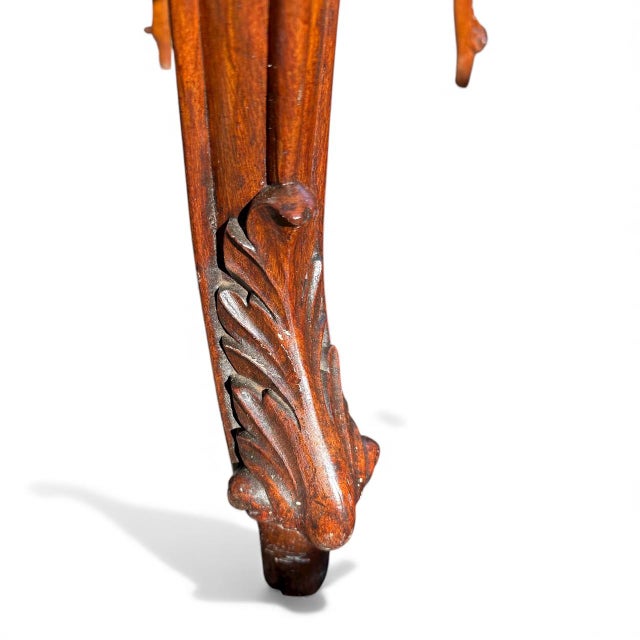 Brown French Louis XV Style Carved Walnut Partners Desk With Leather Top. For Sale - Image 8 of 16