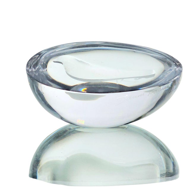 Contemporary Daum France Kozo Inoue Tomago Frosted Crystal Dove in Nest Sculpture, 3" For Sale - Image 3 of 13