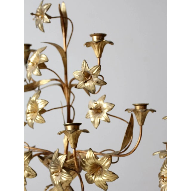 Brass Antique Brass Candelabras Pair For Sale - Image 8 of 13