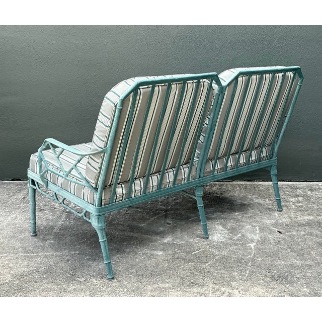 Brown Jordan Vintage Cast Aluminum “Calcutta” Love Seat After Brown Jordan For Sale - Image 4 of 12